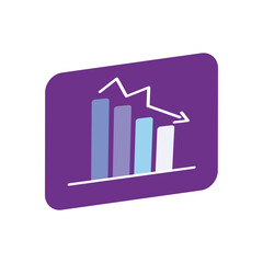 Poster - graphic bar chart with descending arrow, flat style