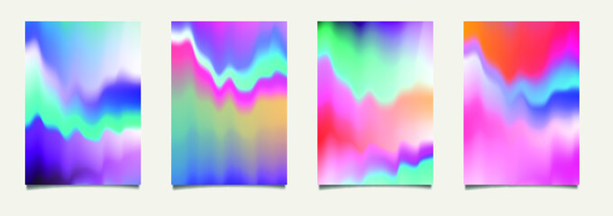 Poster - Abstract futuristic posters with holographic surface. Cover template for music or fashion event, party.