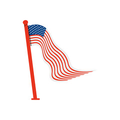 Canvas Print - wavy usa flag with pole icon