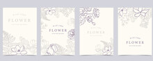 Collection Of Flower Background Set With Rose,magnolia.Editable Vector Illustration For Website, Invitation,postcard And Sticker