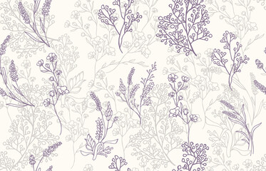 Wall Mural - Seamless pattern lavender background