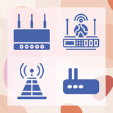 Fototapeta Panele - Simple set of telecommunications related filled icons