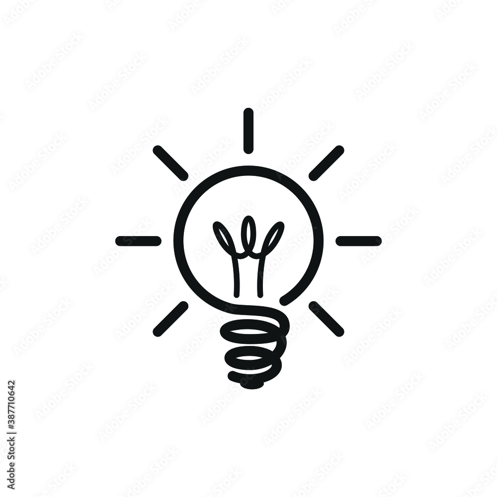 light bulb line hand drawn icon vector Stock Vector | Adobe Stock