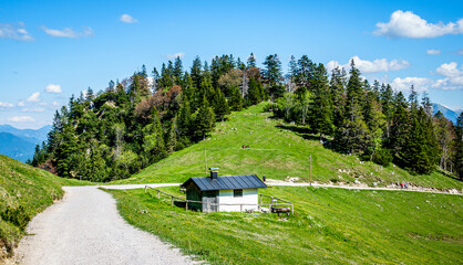 Wall Mural - old wooden hut at the alps