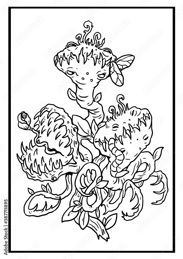 Vector de Stock Funny carnivorous plant vector drawing. Halloween ...