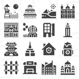 Fototapeta Londyn - 16 pack of baroque  filled web icons set
