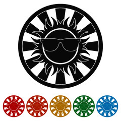 Canvas Print - Sun with glasses ring icon, color set