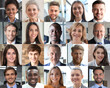 © ty - Happy group of multiethnic business people men and women. Different young and old people group headshots in collage. Multicultural faces looking at camera.