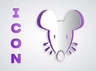 Poster - Paper cut Experimental mouse icon isolated on grey background. Paper art style. Vector.