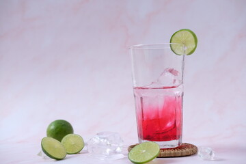 Poster - cocktails selection with lemonade and vodka on table background