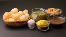 Indian Traditional Food Name Pani Puri Or Golgappa, Gol Gappa Or Panipuri, The Indian Chat Food.