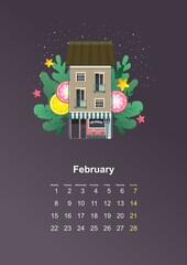 Wall Mural - wall calendar page 2021 one month