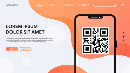 QR Code Scanning Vector Illustration Minimal Concept Landing page