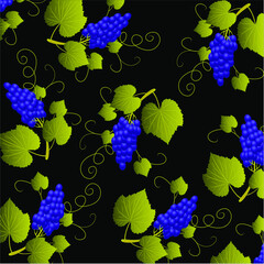 Canvas Print - Grapes on a black background.