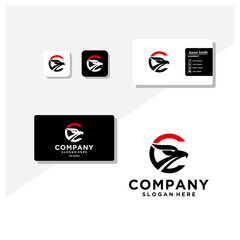 Wall Mural - letter c eagle head logo and business card vector