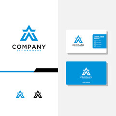 Wall Mural - letter aw logo design and business card vector template