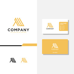 Wall Mural - letter aw logo design and business card vector template