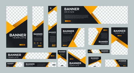 set of creative web banners of standard size with a place for photos. vertical, horizontal and squar