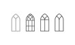 Church Window, Gothic windows, Church Window Symbol Icon Design. Gothic Window frames line icon set. Vector illustration. Window Icon