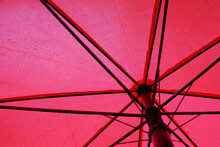 Red Umbrella Walking Stick Close Up