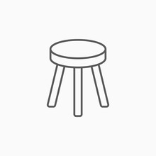 Stool Chair Icon, Chair Vector Illustration