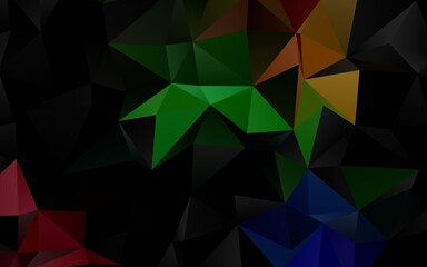 Dark Multicolor, Rainbow vector blurry triangle pattern.