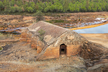 Wall Mural - Old watermill in the Rio Tinto river in Huelva, Andalusia, Spain