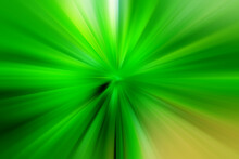  Abstract Green Zoom Effect Background. Digitally Generated Image. Rays Of Green Light. Colorful Radial Blur, Fast Speed Zooming Motion, Sunburst Or Starburst. Use For Banner Background           