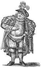 Sir John Falstaff (William Shakespeare) Performed By German Actor Friedrich Ludwig Schroder. Illustration Of The 19th Century. White Background.
