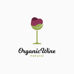 Wall Mural - Wine glass logo. Organic wine with wineglass