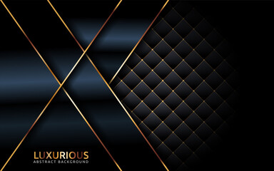 Wall Mural - Luxurious dark background with golden lines and geometric abstract shape combination.