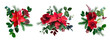 Merry Christmas floral vector bouquets set