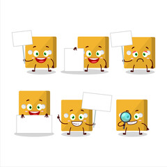 Poster - Yellow dice cartoon character bring information board