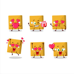 Poster - Yellow dice cartoon character with love cute emoticon