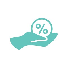 Wall Mural - Hand And Percentage Flat Icon Vector Logo Template