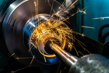 Wall Mural - Internal grinding of a part on a cylindrical grinding machine.