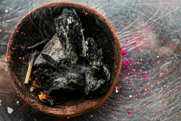 Charcoal Smoke of Cow Dung for Worship