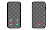 Accept and decline phone call. Isolated mockup of smartphone active call. Conversation screen with transparent bacgkround template. Phone call screen with red and green buttons. Vector EPS 10.