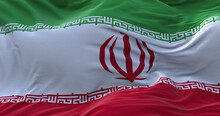 Iran Flag Waving In The Wind.