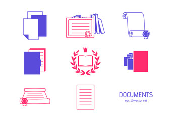 Poster - Document - vector icons set.