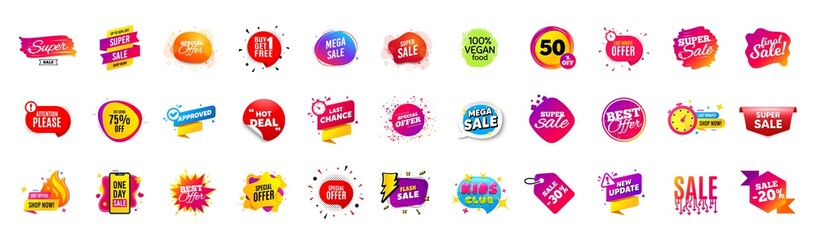 Wall Mural - Best discount offer banners. Price deal sale stickers. Black friday special offer tags. Sale bubble coupon. Promotion discount banner templates design. Buy offer sticker. Super deal set. Vector