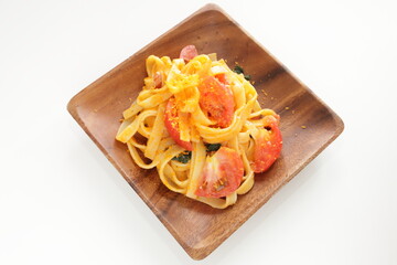 Wall Mural - tomato and spinach with cheese fettuccine pasta