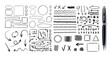 Vector Hand Drawn Set of Planning Elements, Correction Marks, Black 3D Pen and Drawings, Isolated.