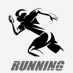 Wall Mural - running man vector symbol, stylized silhouette, sport and activity concept