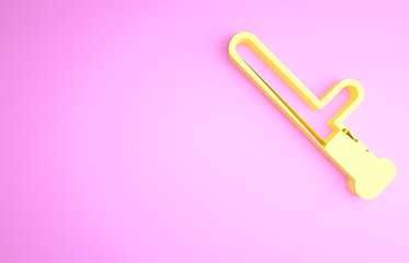 Sticker - Yellow Police rubber baton icon isolated on pink background. Rubber truncheon. Police Bat. Police equipment. Minimalism concept. 3d illustration 3D render.