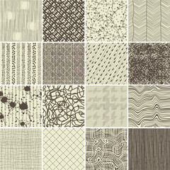 Fototapete - set of 16 doodle seamless patterns and textures.
Vector