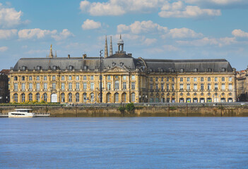 Wall Mural - View of  Place De La Bourse from the other side of Garonne River, Bordeaux, France
