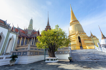 Wat Phra Kaew and Grand Palace in sunny day, Bangkok, Thailand