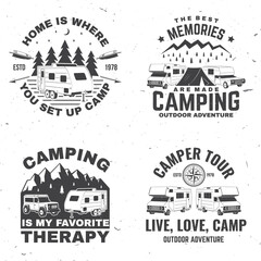 Wall Mural - set of rv camping badges, patches. vector. concept for shirt or logo, print, stamp or tee. vintage t