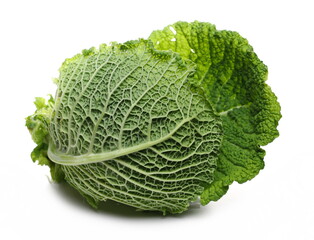 Wall Mural - Savoy cabbage (Brassica Oleracea) isolated on white background